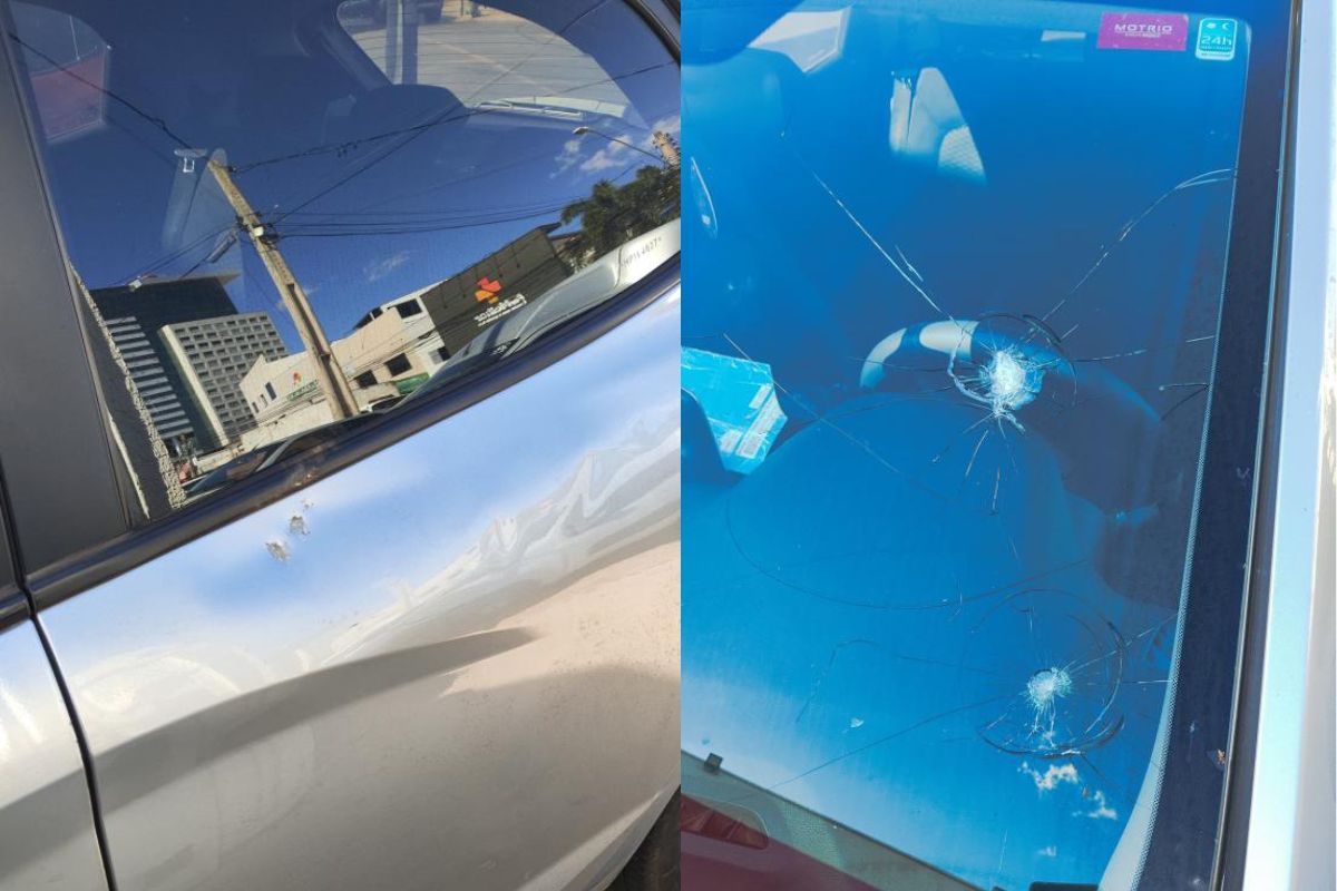 Motorista de aplicativo tem carro detonado e caso termina em briga generalizada na Praça Dom Emanuel