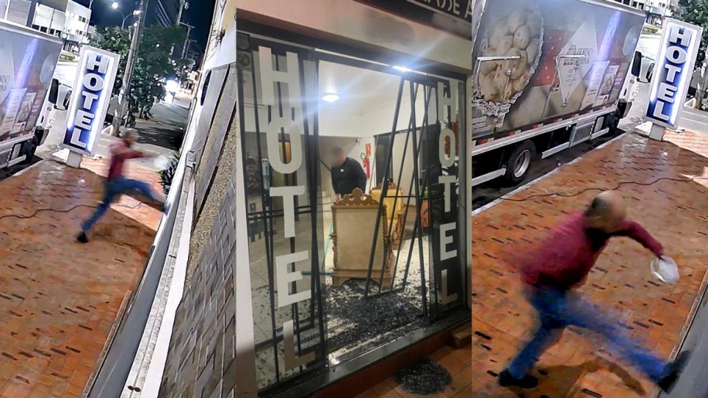 Homem depredou o hotel. (Foto: Reprodução)