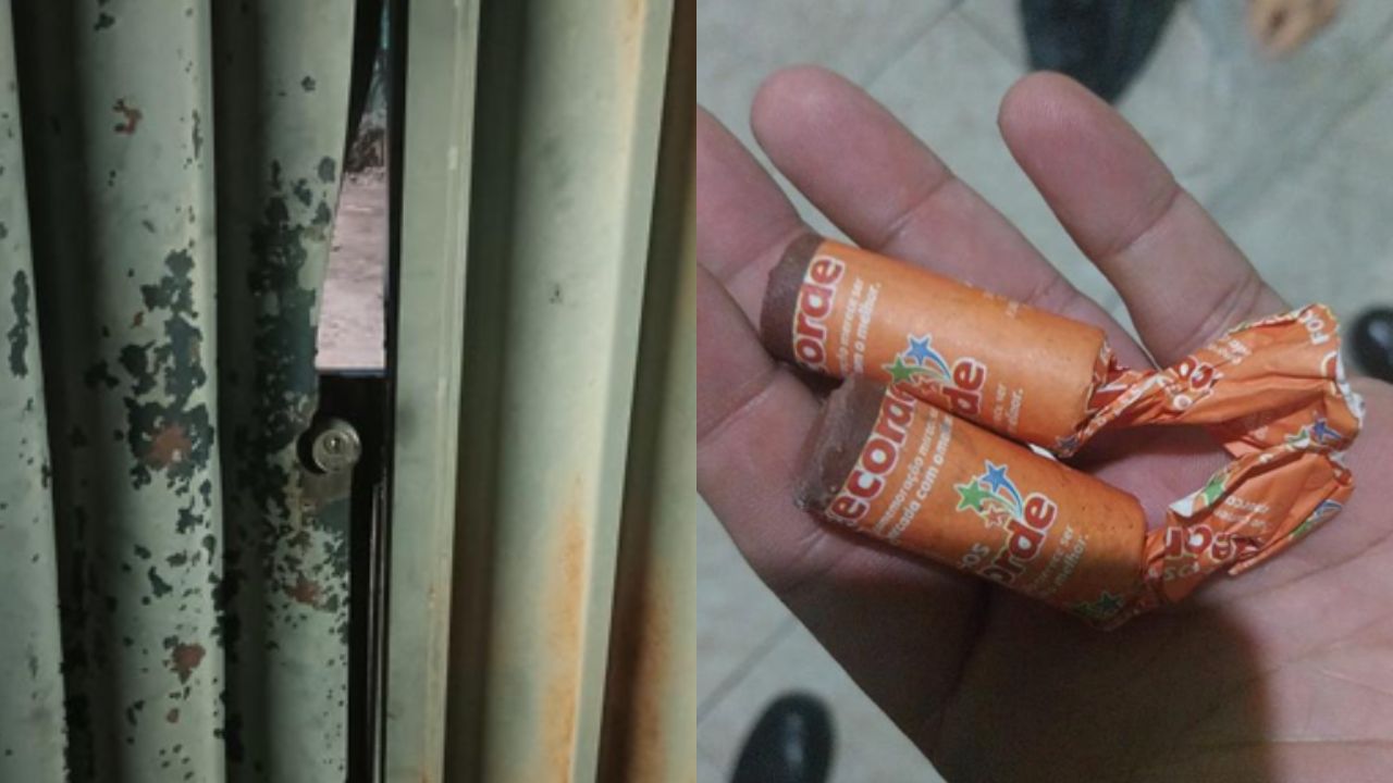Homem jogou bombinhas no portão da vítima. (Foto: Reprodução)