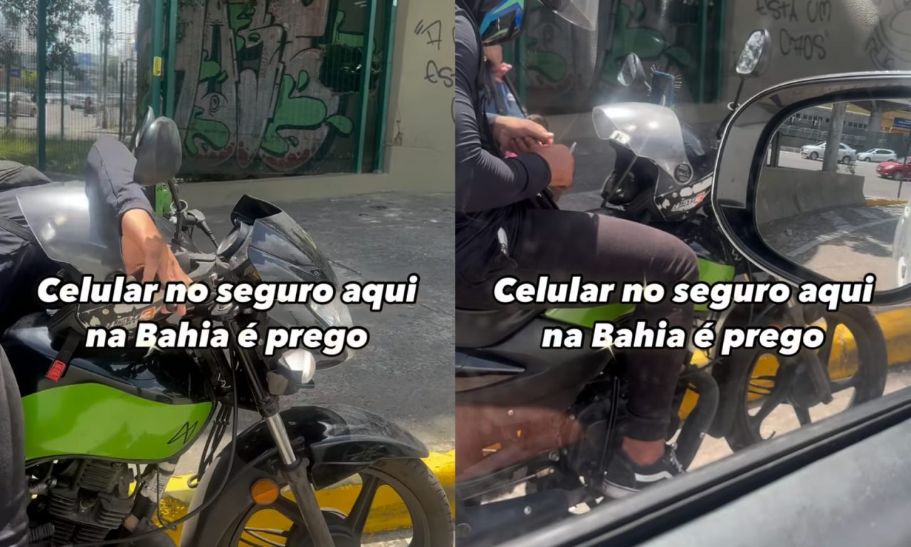 Motociclista cria método simples e eficaz para não ter o celular roubado no trânsito