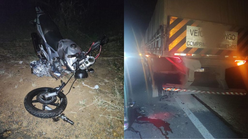 Motociclista morreu após colidir com a traseira da carreta. (Foto: Reprodução)