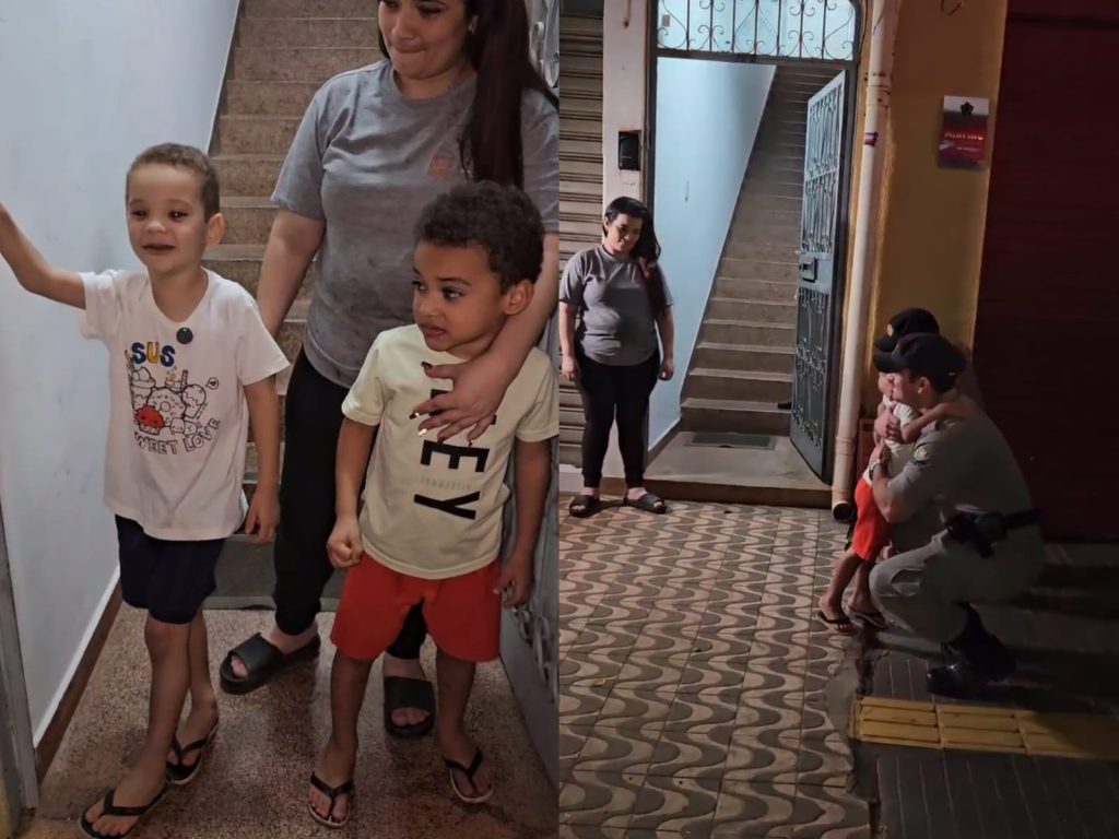 Crianças que estavam perdidas foram encontrados pela PM. (Foto: Divulgação)