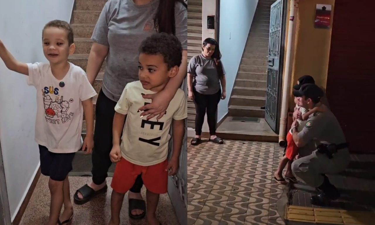Crianças que estavam perdidas foram encontrados pela PM. (Foto: Divulgação)