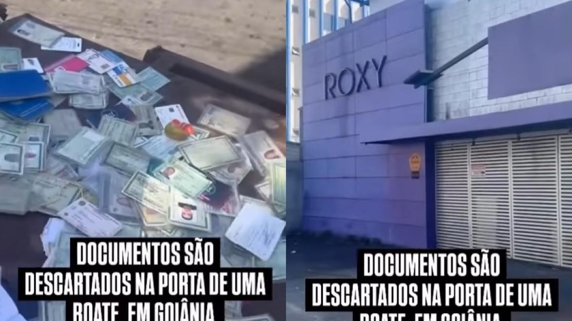 Vídeo: documentos são abandonados na porta de famosa boate de Goiânia