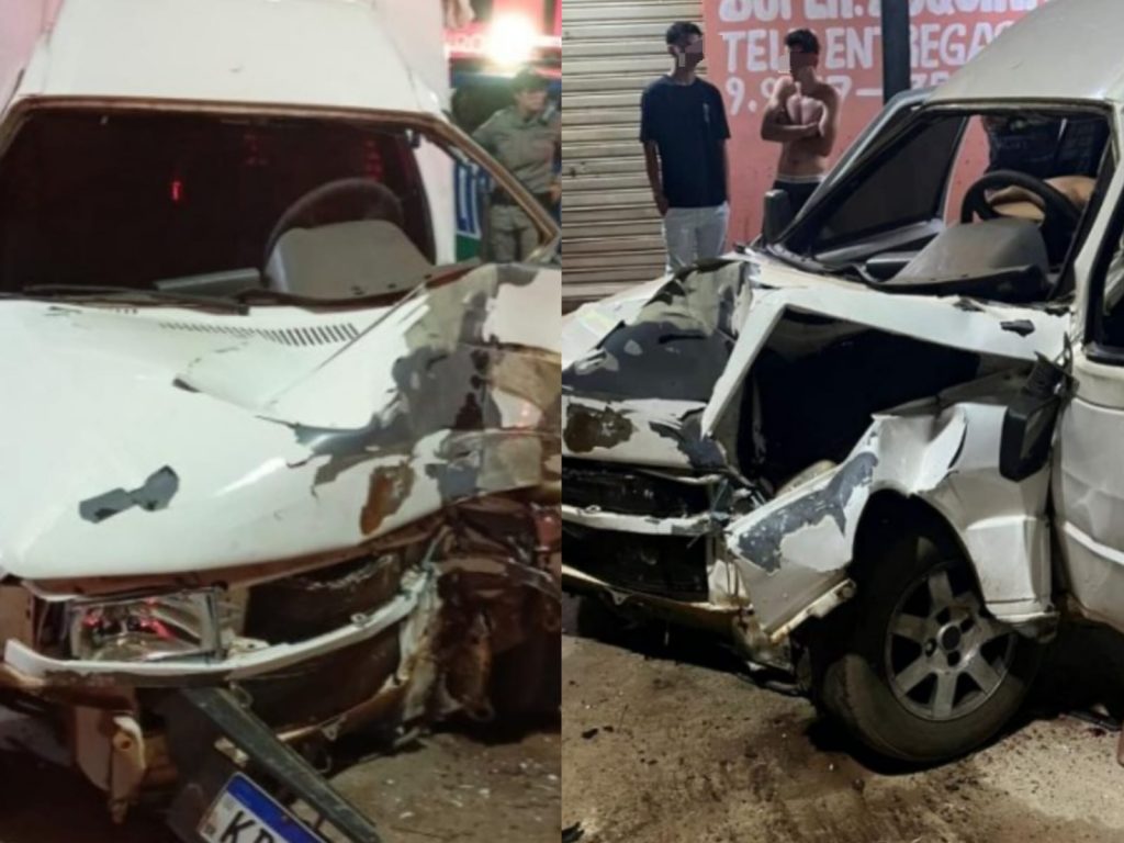 Carro onde vítima e amigo estavam ficou severamente avariado após o acidente. (Foto: Reprodução)