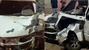 Carro onde vítima e amigo estavam ficou severamente avariado após o acidente. (Foto: Reprodução)