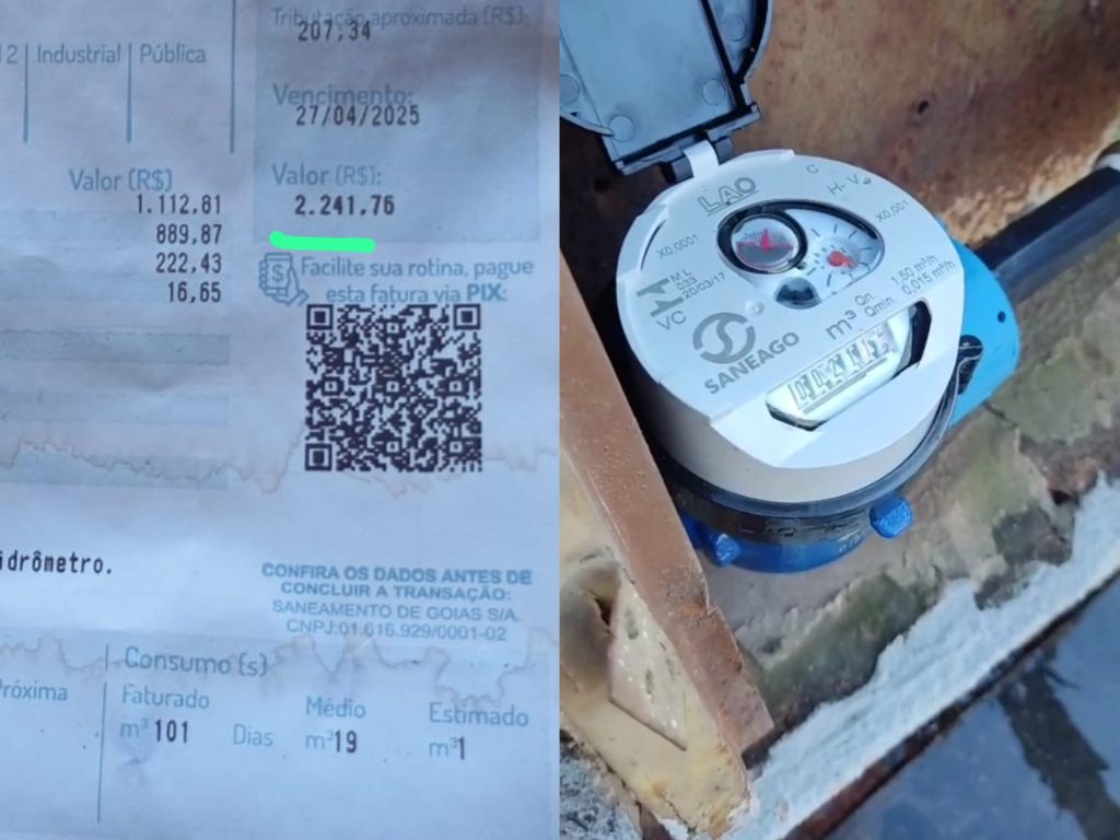 Dono do imóvel registrou vazamento no hidrômetro, com conta superando os R$ 2.241. (Foto: Arquivo Pessoal)