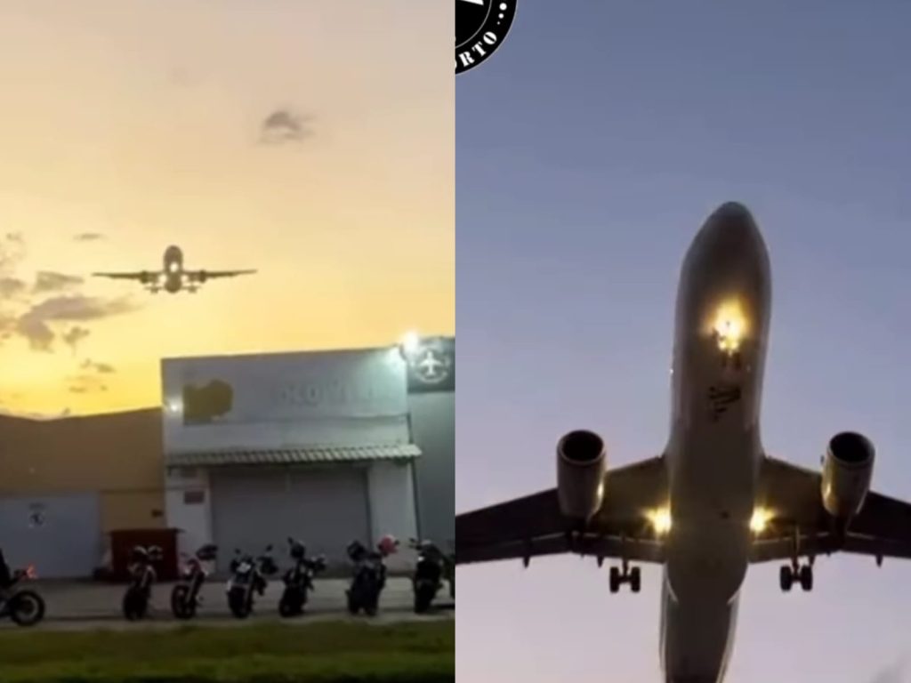 Registro dos aviões passando sobre o estabelecimento chocaram os internautas. (Foto: Redes Sociais)