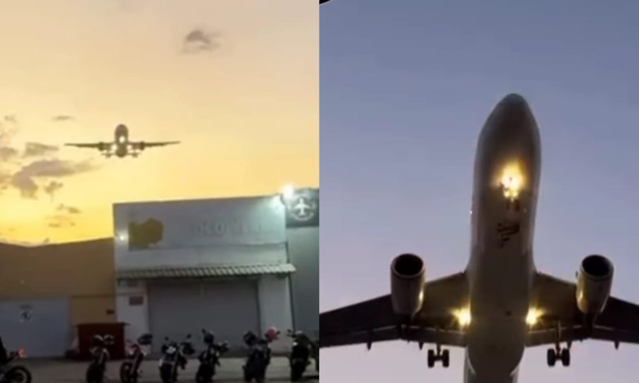 Registro dos aviões passando sobre o estabelecimento chocaram os internautas. (Foto: Redes Sociais)