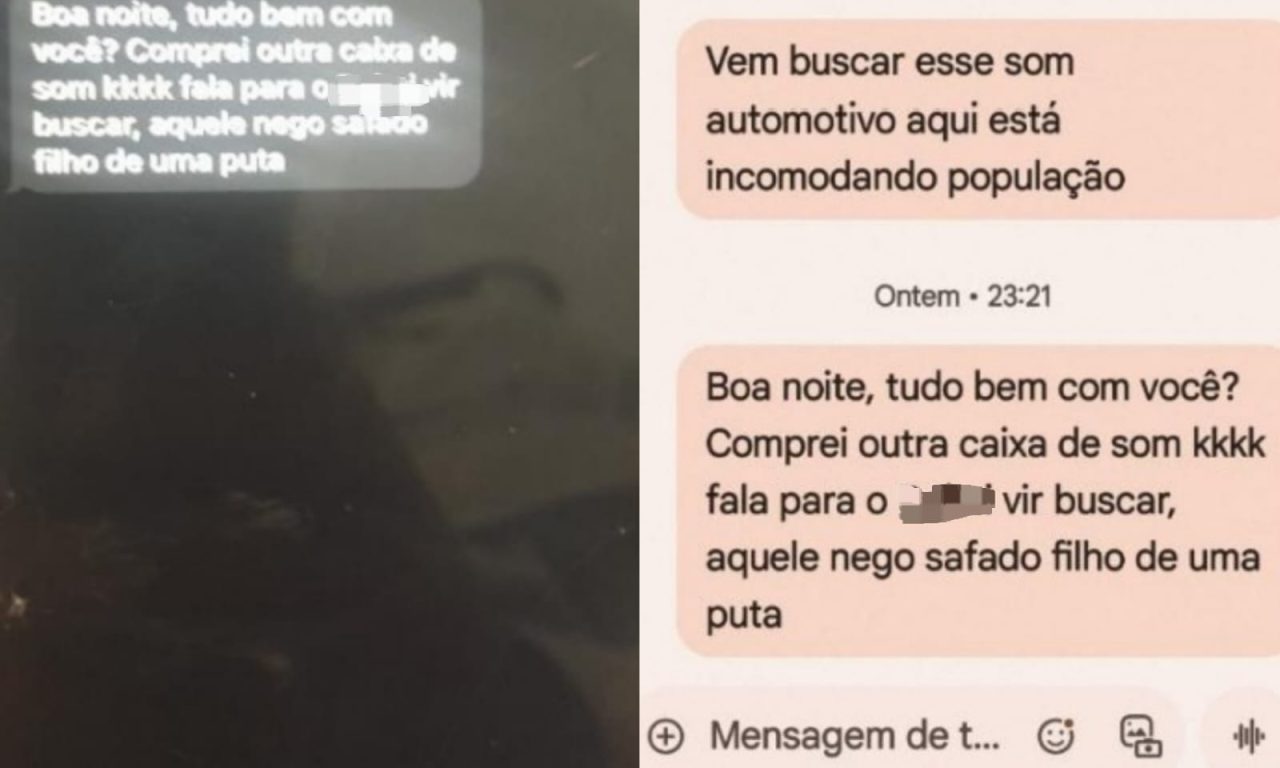 Mensagens com conteúdo racista foi enviada a um sargento da PM. (Foto: Reprodução)