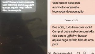 Mensagens com conteúdo racista foi enviada a um sargento da PM. (Foto: Reprodução)