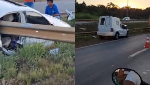 Motorista do furgão ficou gravemente ferido após o acidente. (Foto: Reprodução)