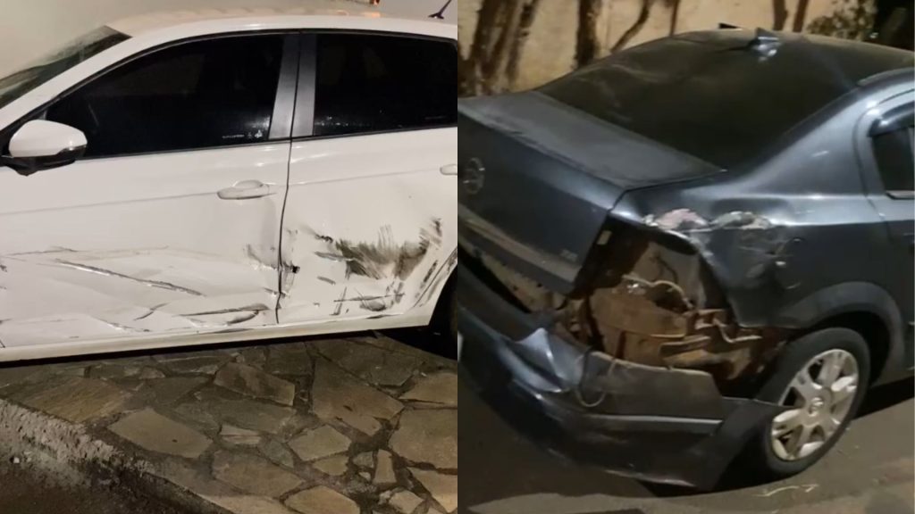 Pelo menos cinco carros foram acertados pelo caminhão.