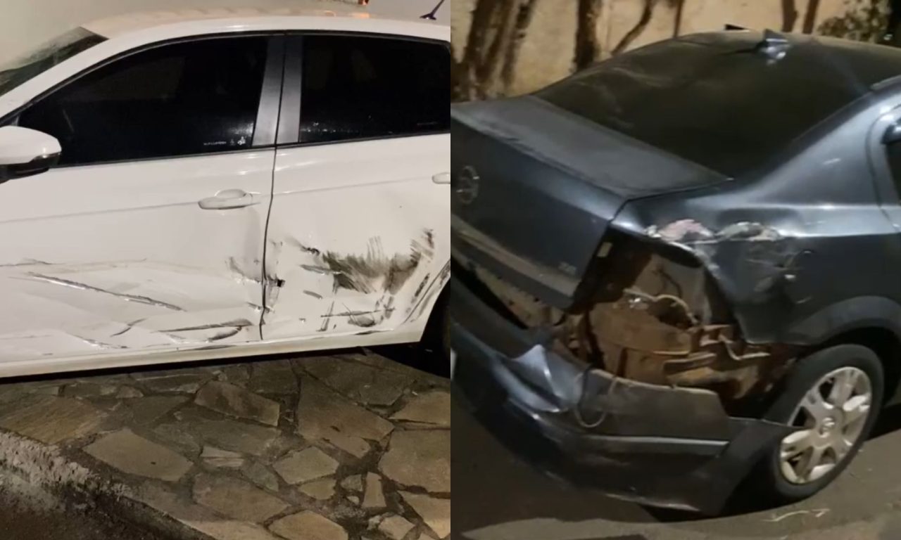 Pelo menos cinco carros foram acertados pelo caminhão.