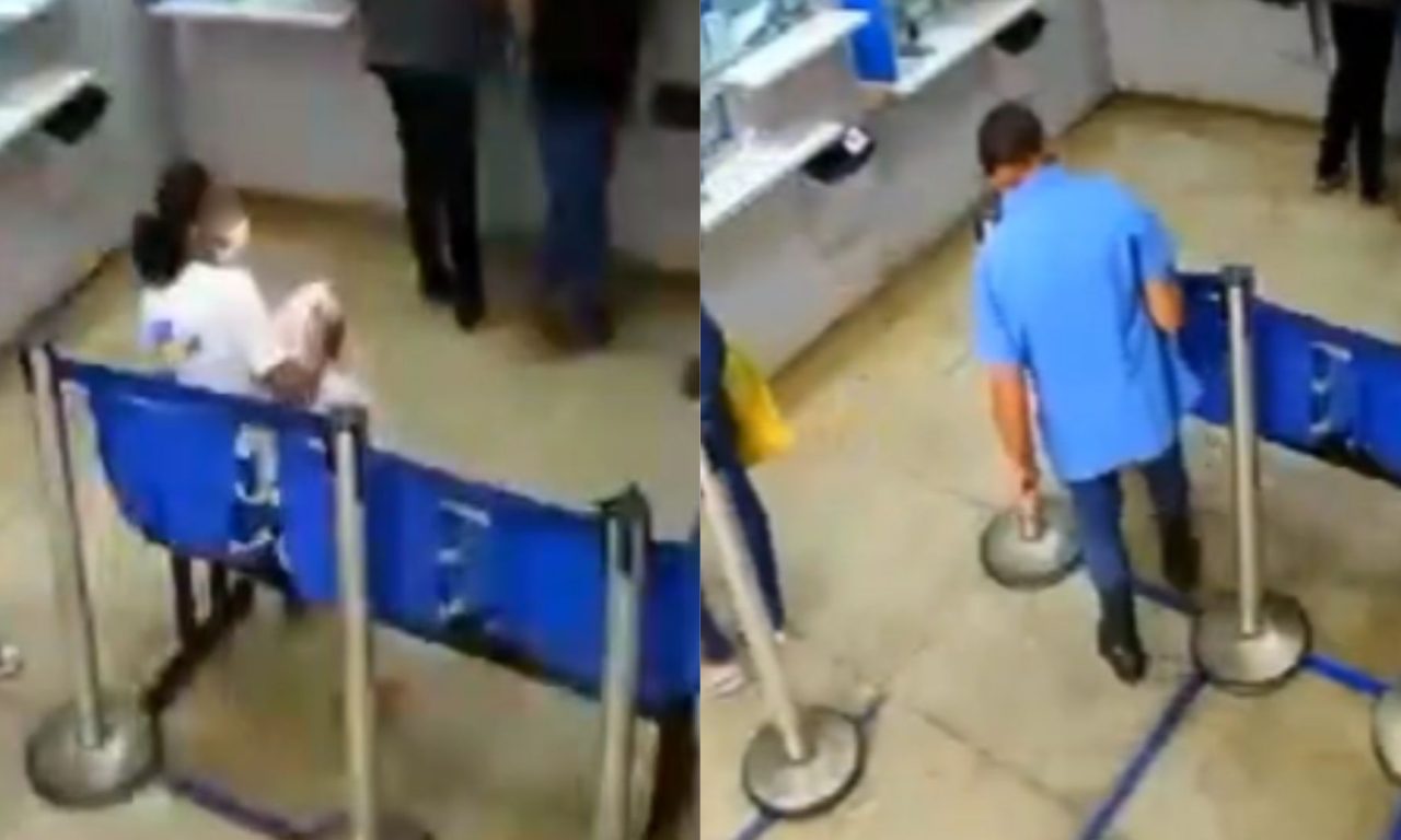 Câmeras flagraram quando mulher furtou a carteira.