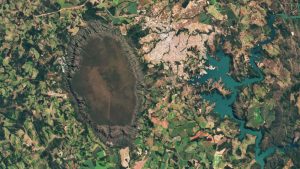 Serra de Caldas é vista do espaço, com foto tirada pelo satélite Landsat 9.