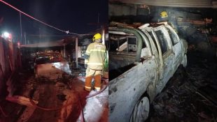 Caminhonete pega fogo no meio da madrugada e assusta moradores em Anápolis
