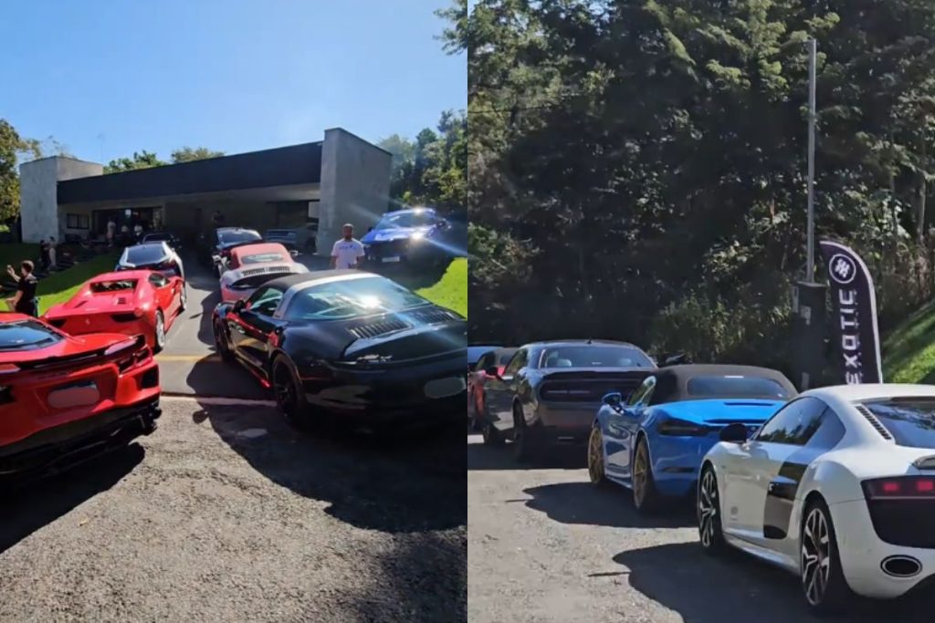 Influenciador viraliza após mostrar 'profusão' de carros de luxo reunidos em Goiânia