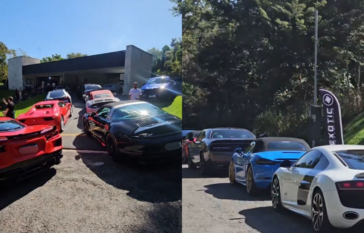 Influenciador viraliza após mostrar 'profusão' de carros de luxo reunidos em Goiânia