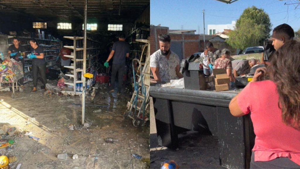 Supermercado Estelita tem que se reconstruir após o incêndio.
