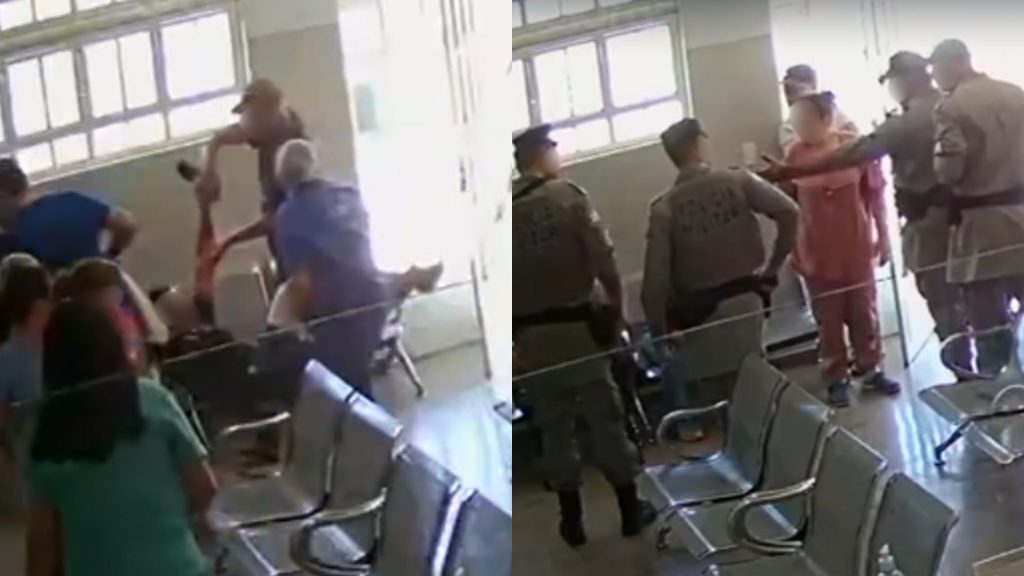 Momento do socorro foi registrado pelas câmeras de segurança do hospital.