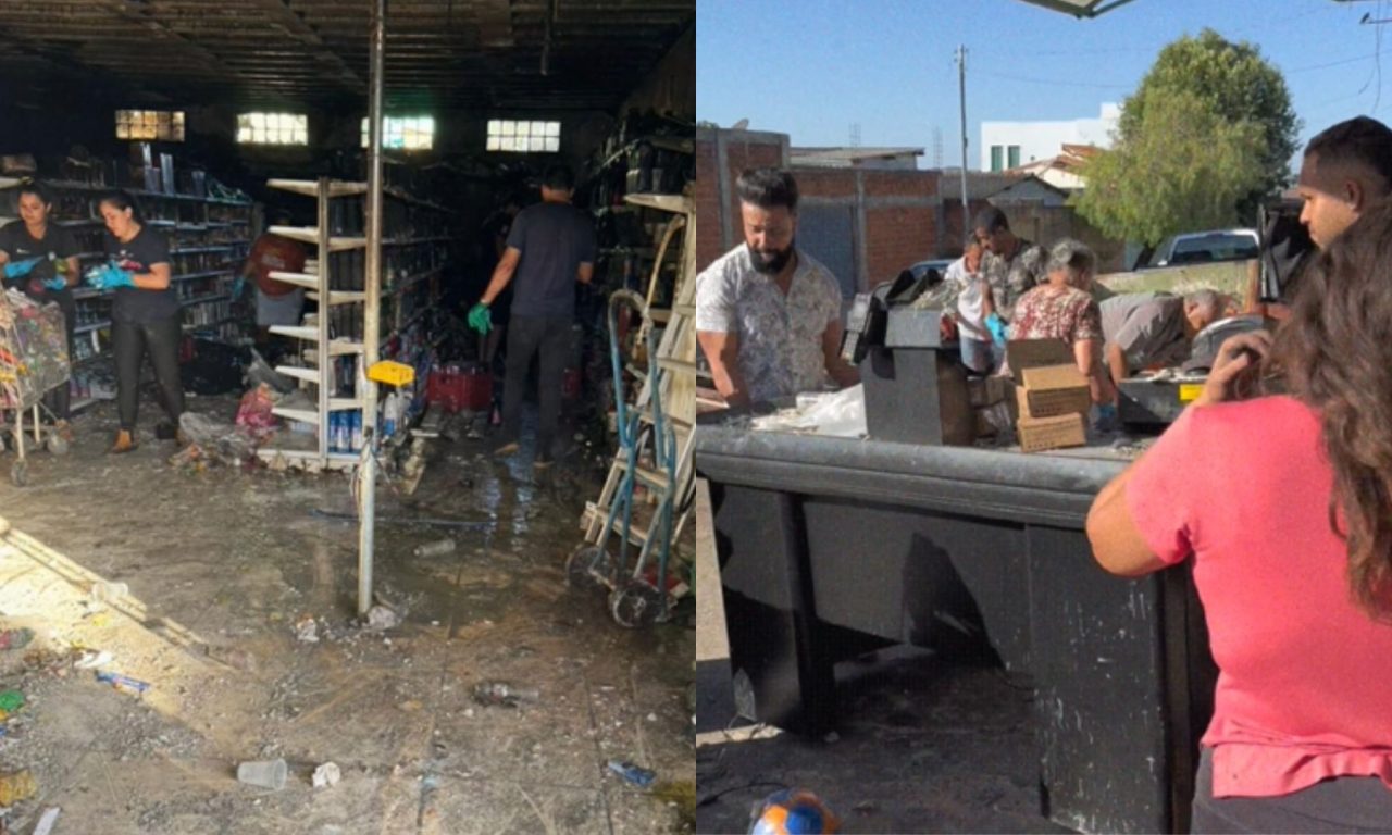Supermercado Estelita tem que se reconstruir após o incêndio.