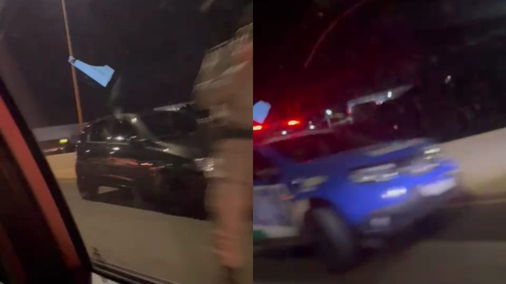 Acidente mobilizou a PM e travou o trânsito.