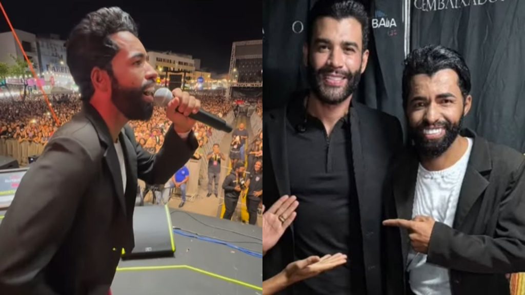 O sósia Fortunato teve a chance de encontrar o cantor Gusttavo Lima.