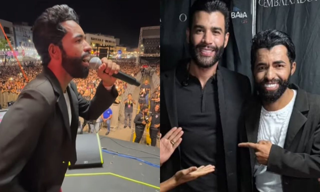 O sósia Fortunato teve a chance de encontrar o cantor Gusttavo Lima.