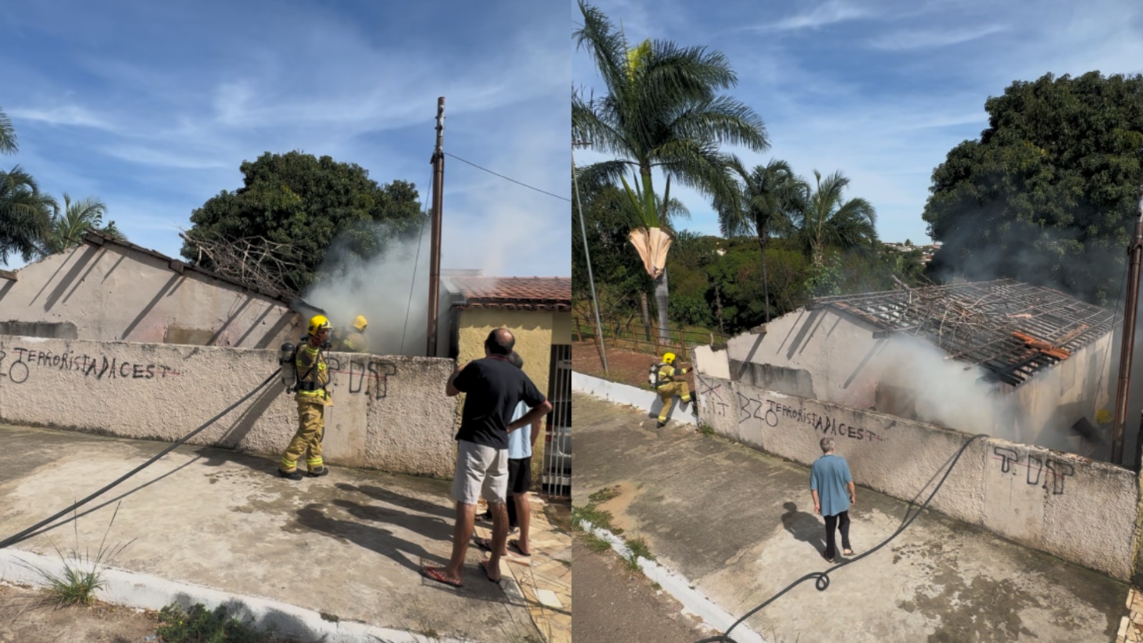 Bombeiros são acionados após casa começar a pegar fogo em Anápolis