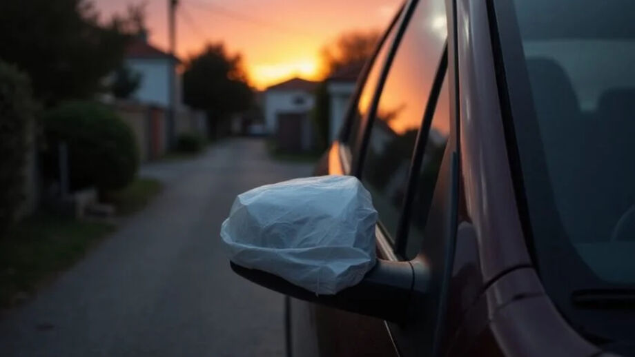 É por isso que muitos motoristas estão colocando um saco plástico no retrovisor do carro