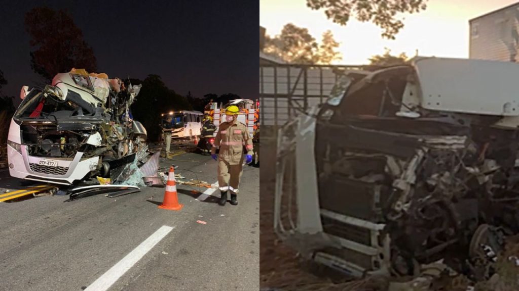 Acidente entre ônibus e carreta resultou em 75 vítimas. (Foto: PRF/Corpo de Bombeiros)