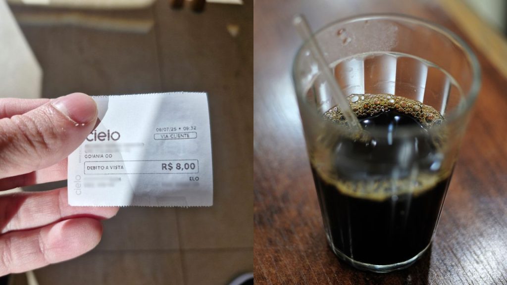 Valor do cafezinho chamou atenção do jovem. (Foto: Arquivo Pessoal)