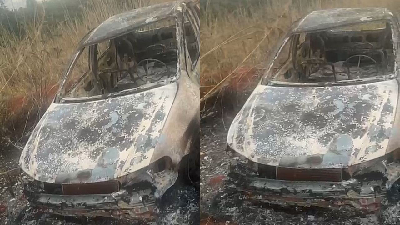 Carro de Cleiton foi encontrado queimado em Anápolis. (Foto: Reprodução)