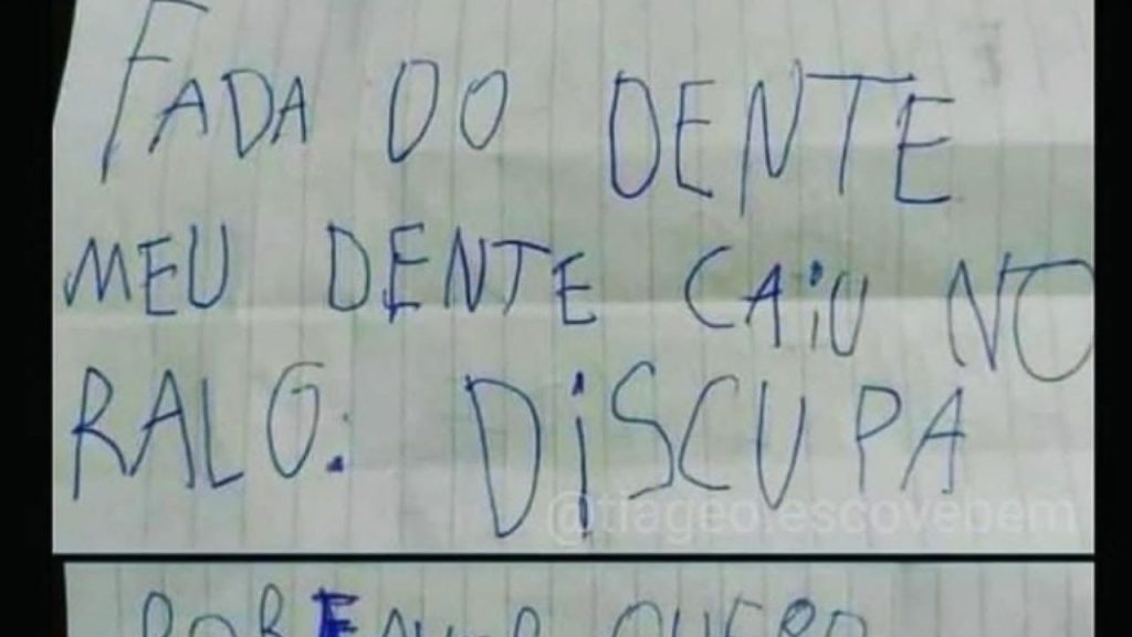 Criança deixa bilhete sincero para "fada do dente" após acidente