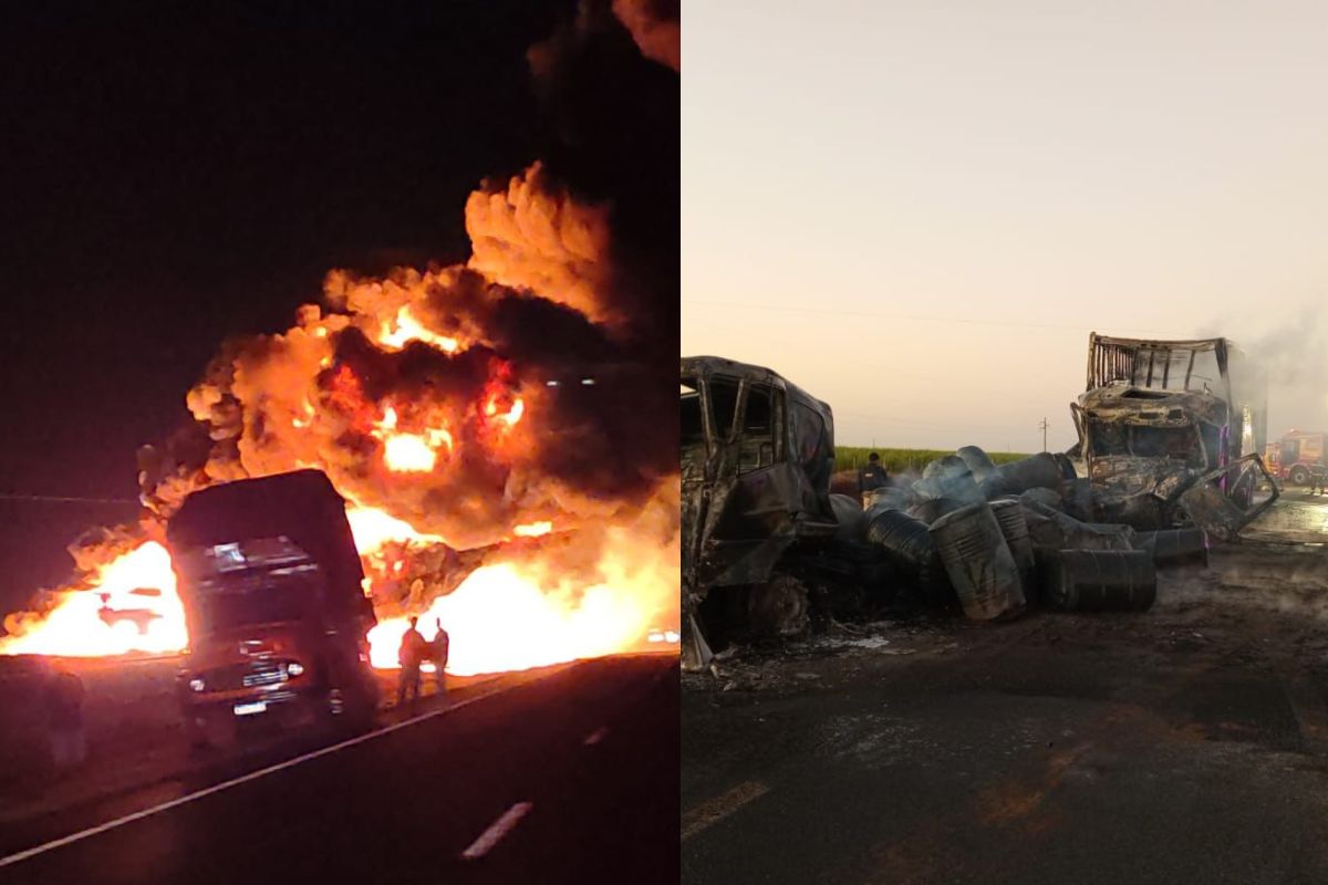 Motorista morre carbonizado após grave acidente entre dois veículos na BR-153