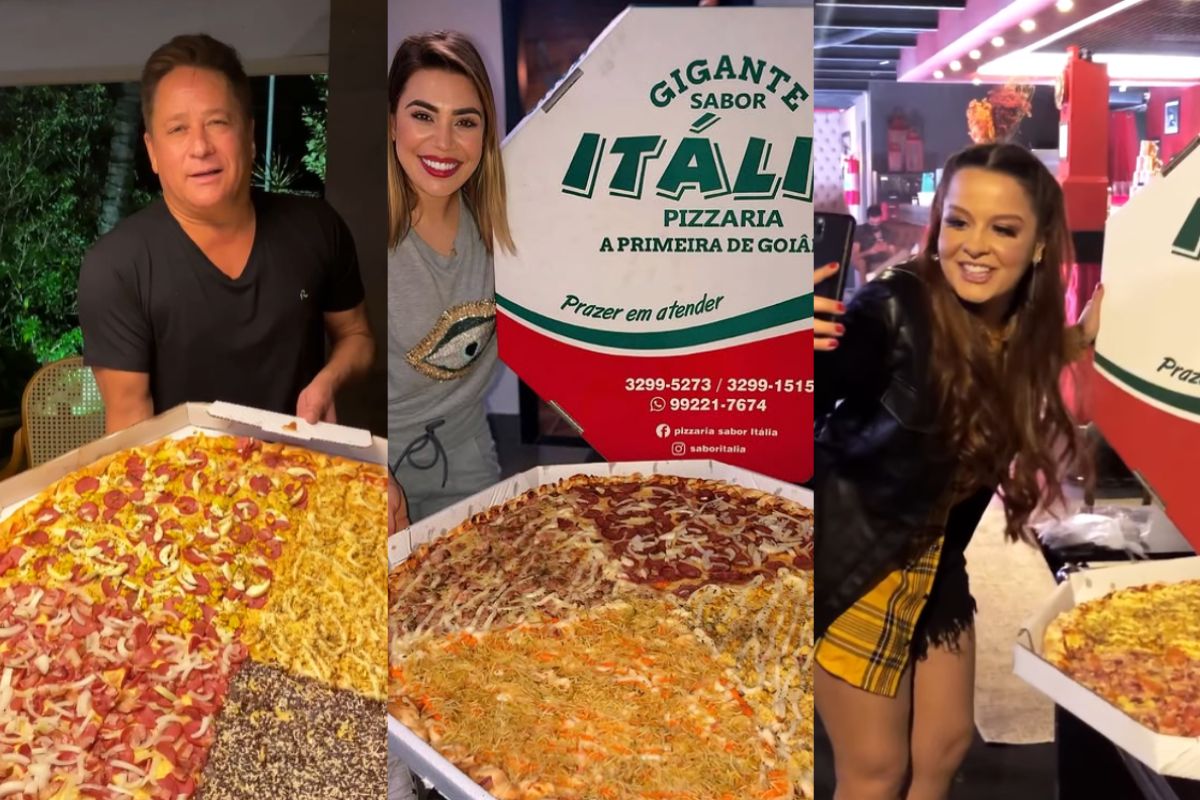 Pizzaria em Goiânia atrai famosos ao oferecer pizza de quase um metro