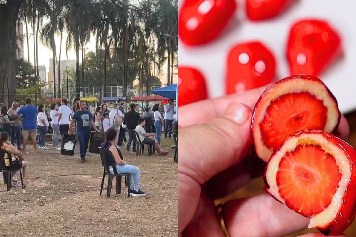 ⁠Fila extensa para comprar morango do amor em feira em Goiânia chama atenção de internautas: “absurdo”