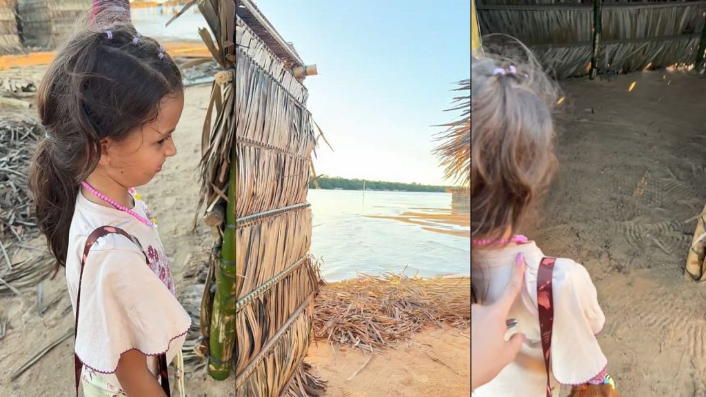 Menina viralizou com reação ao conhecer o Araguaia. (Foto: Reprodução/Redes Sociais)