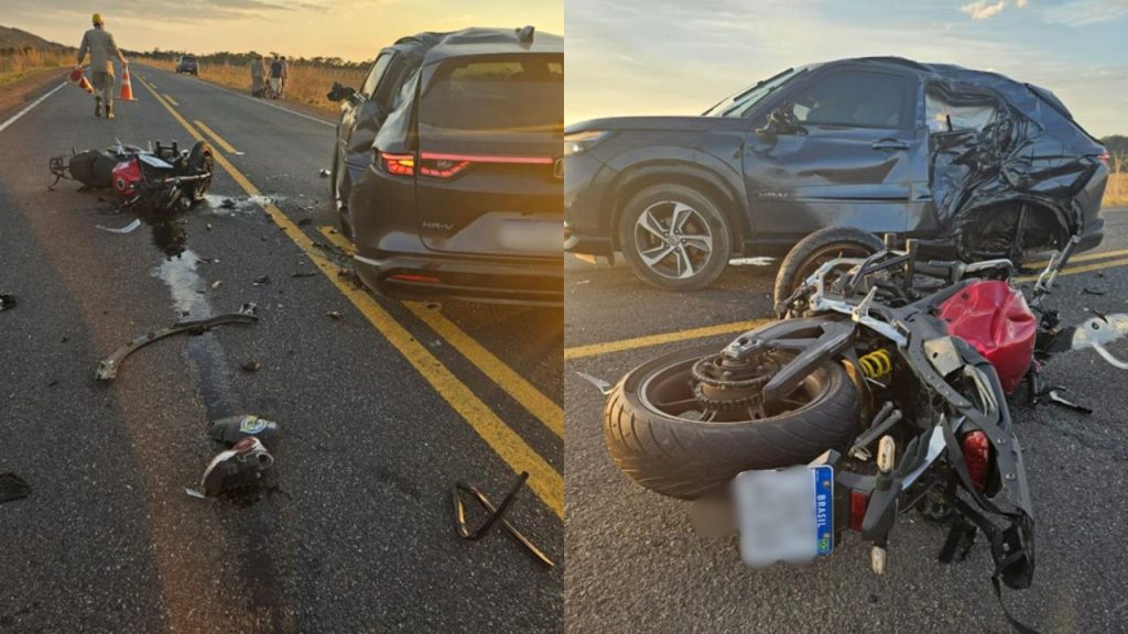 Motocicleta ficou destruída após o acidente. (Foto: Reprodução)