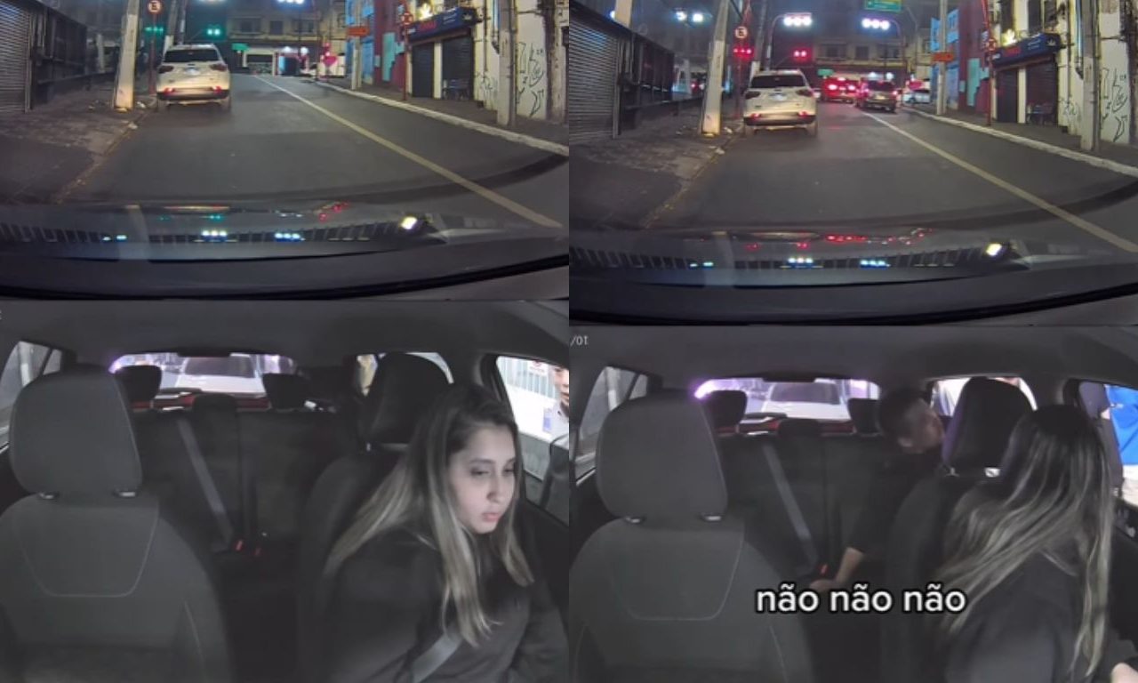 Motorista de aplicativo entra em desespero ao ver a situação do passageiro: “mete marcha”