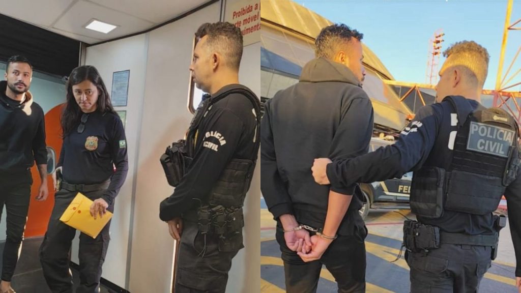 Suspeito foi retirado de dentro da aeronave. (Foto: Divulgação/PC)