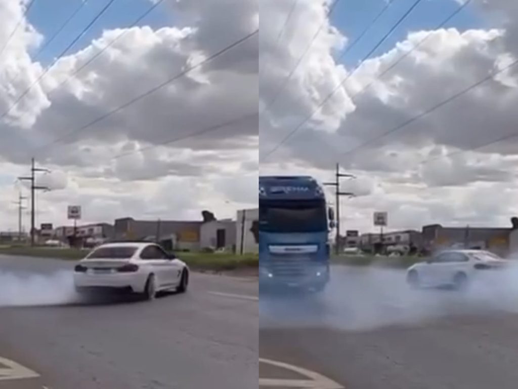 Imagens do motorista fazendo manobras perigosas em carro de luxo viralizaram nas redes sociais. (Foto: Reprodução)