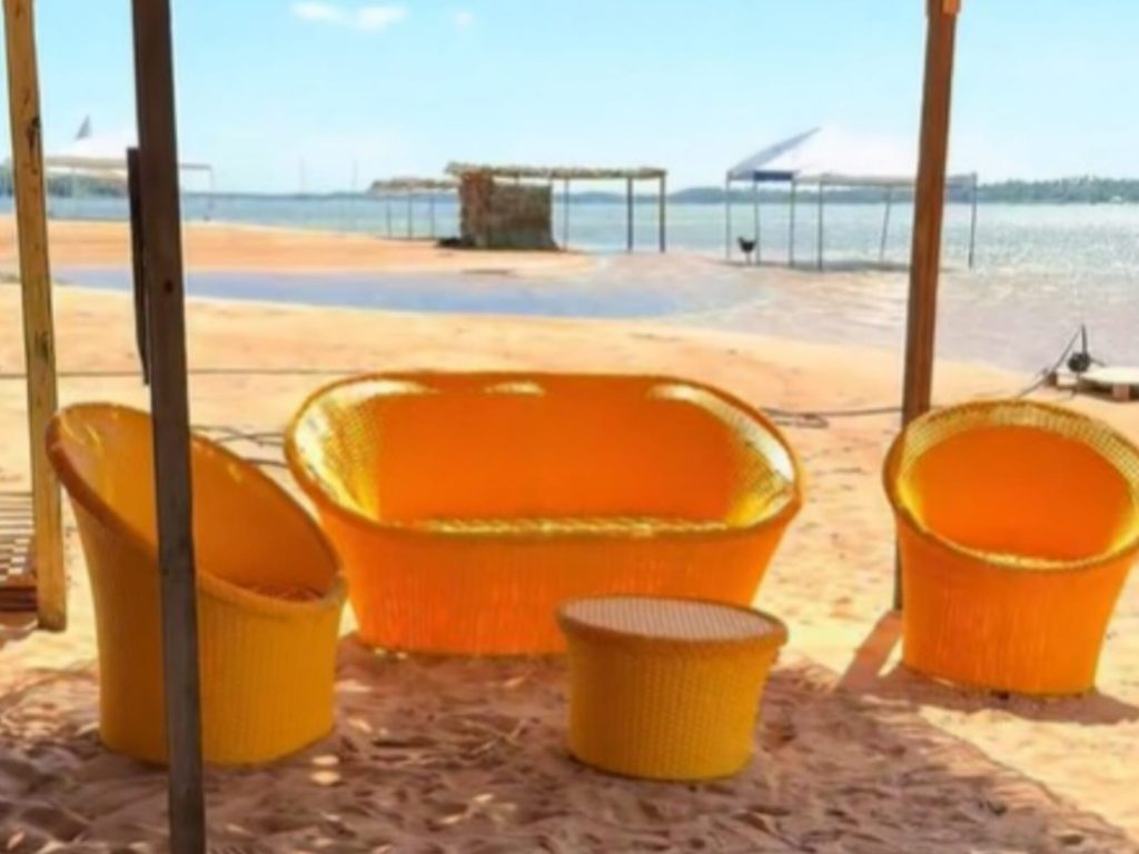 Espaço à beira do Rio Araguaia cheio de luxo conta até com pequeno espaço gourmet. (Foto: TikTok/@anapaulamome)
