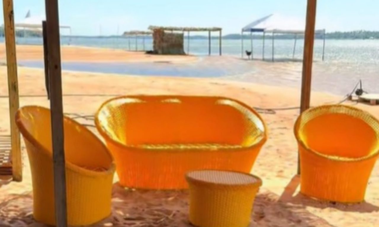 Espaço à beira do Rio Araguaia cheio de luxo conta até com pequeno espaço gourmet. (Foto: TikTok/@anapaulamome)