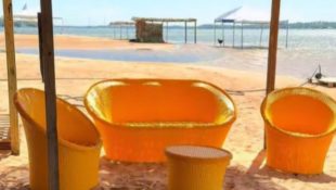 Espaço à beira do Rio Araguaia cheio de luxo conta até com pequeno espaço gourmet. (Foto: TikTok/@anapaulamome)