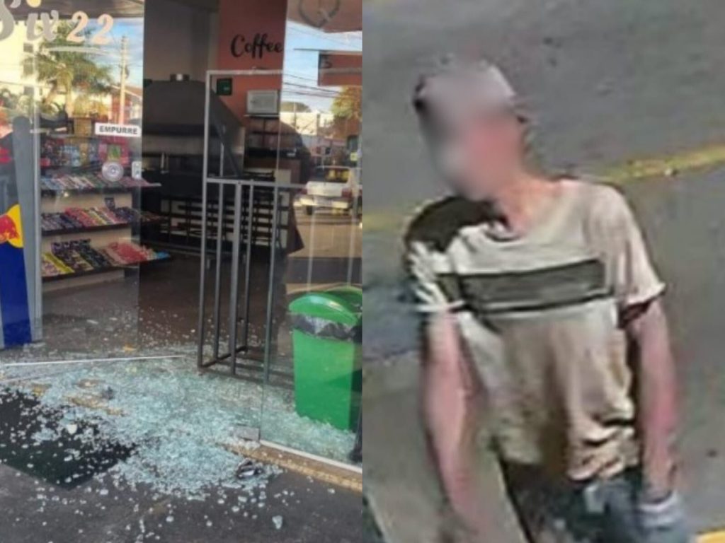 Suspeito foi flagrado pelas câmeras de segurança do local. (Foto: Reprodução)