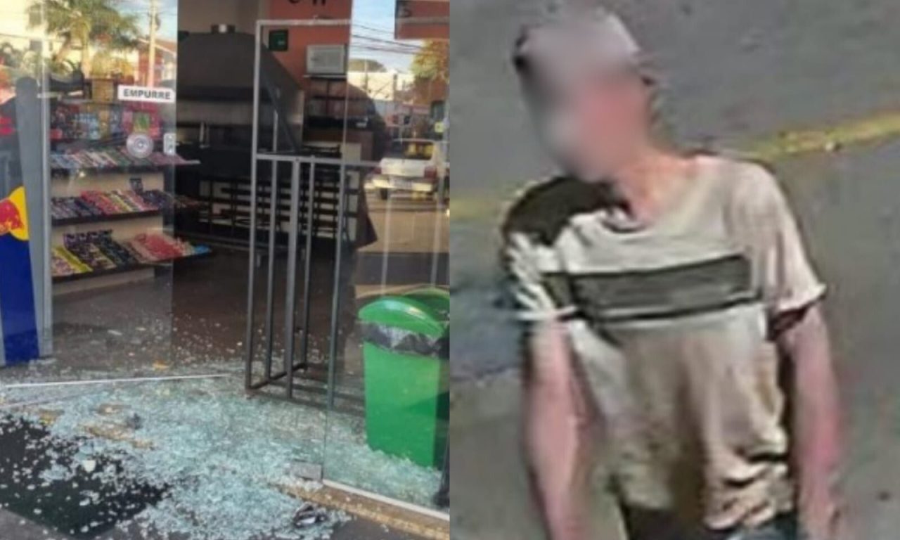 Suspeito foi flagrado pelas câmeras de segurança do local. (Foto: Reprodução)