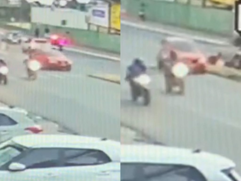 Acidente foi flagrado pelas câmeras de segurança do local. (Foto: Divulgação/PC)