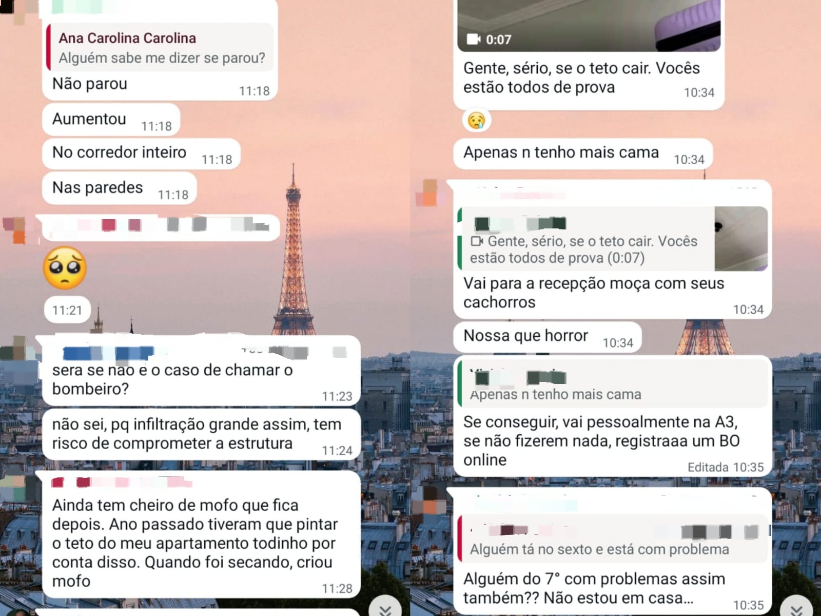 Mensagens trocadas nos grupos dos moradores. (Foto: Arquivo Pessoal)